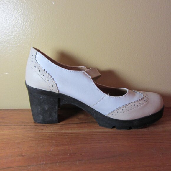 white & cream fashion creeper maty jane shoes size 39 or US 8.5 (CL346) - Picture 11 of 13